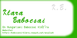 klara babocsai business card